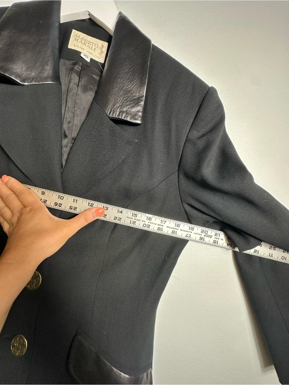 Alberto Makali Wool Leather Blazer Jacket Size 10